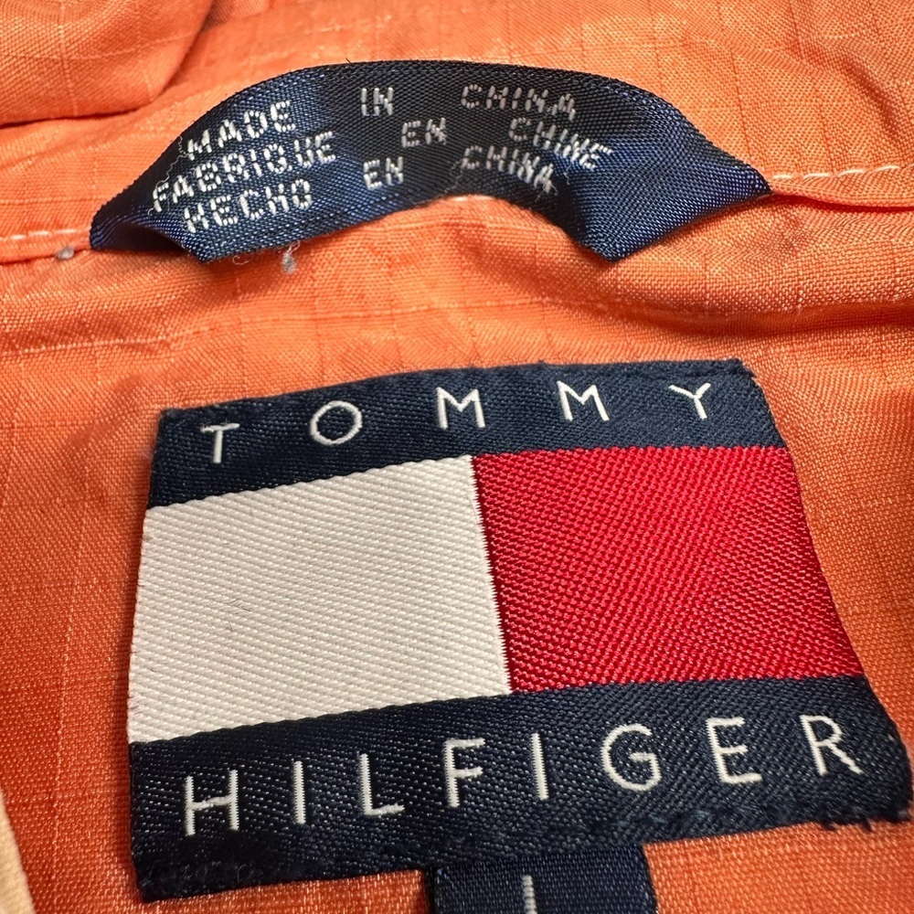 TOMMY HILFIGER Men Vintage Rare 90s Orange Hooded Sail Newport Windbreaker Sz L - Picture 11 of 13